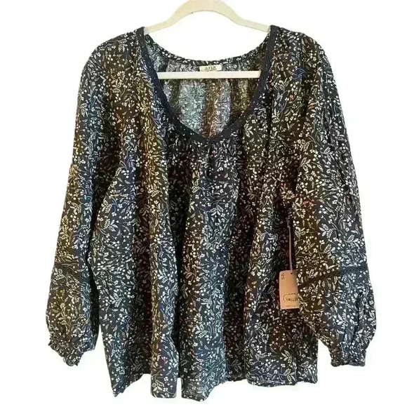 A.N.A (A New Approach) Rowan Ditsy Floral Navy Balloon Sleeves Blouse 2X NWT - Picture 7 of 11